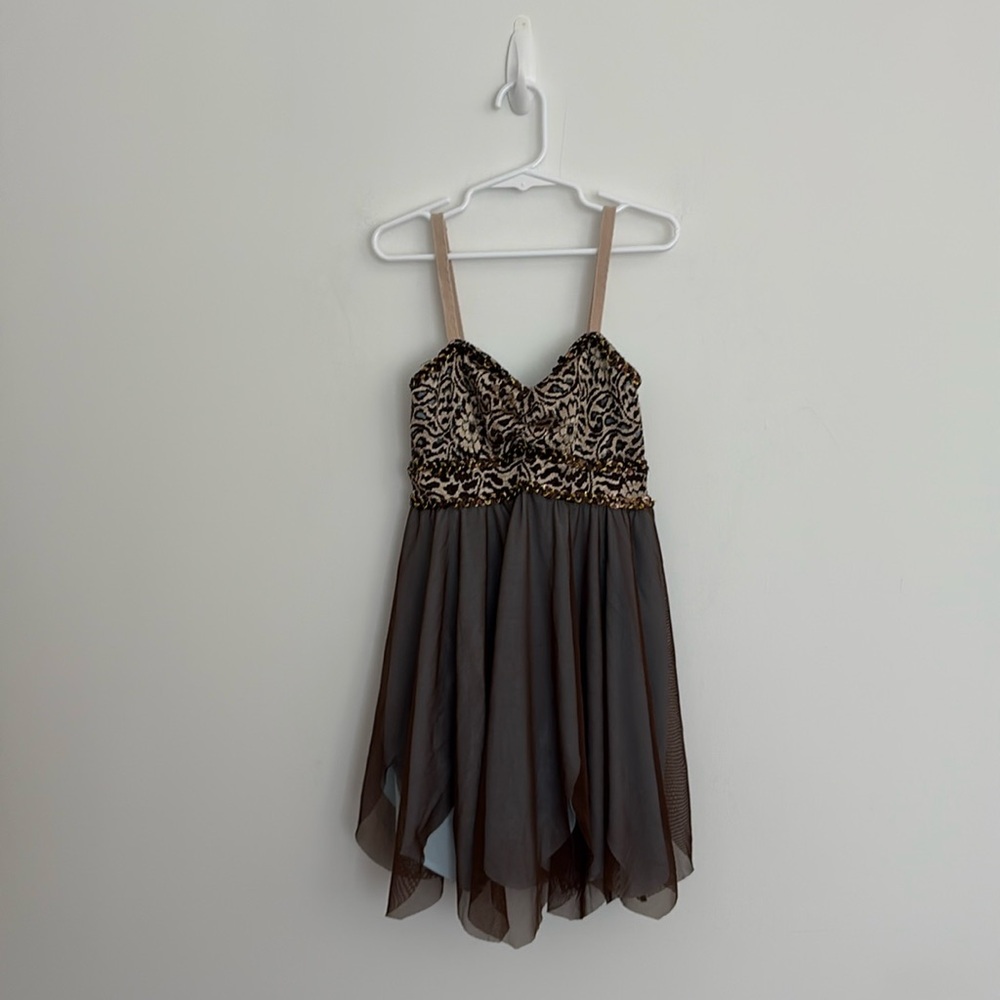 A Wish Come True Kids Girls Leotard Size LC Large Child 12 14 Brown Blue Tulle
